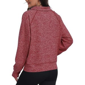 Sudadera de forro polar con media cremallera para mujer, estilo oversize con bolsillo canguro, ropa deportiva para uso diario - Product Image 6