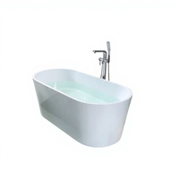 Baignoire japonaise autoportante moderne en acrylique blanc, écologique, profonde, avec robinet de vidange inclus