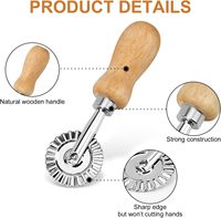 Emporte-pièce à raviolis avec rouleau, manche en bois, bord cannelé, outil de découpe