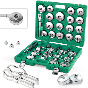 Juego de 35 llaves de filtro de aceite tipo copa, herramientas de reparación de vehículos para una fácil extracción de filtro de aceite, incluye llave de sombrero para cambio de aceite de coche - Product Image 1