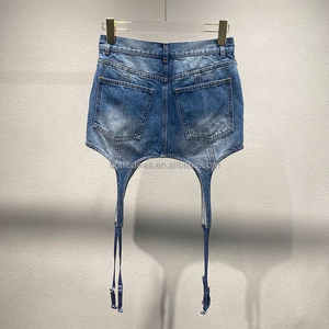 Unisexe Femmes et Hommes Coton Y2K Vintage Jarretière Stonewashed Denim Jupe Denim Jarretière Jupe - Product Image 6