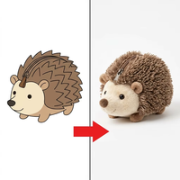 Maßgefertigter Igel-Plüschbeutel mit Reißverschluss, Zotteliger Brauner Igel mit Stachelrücken, Metallreißverschluss, Weiches Cremefarbenes Gesicht, Waldtier-Mini-Aufbewahrungstasche