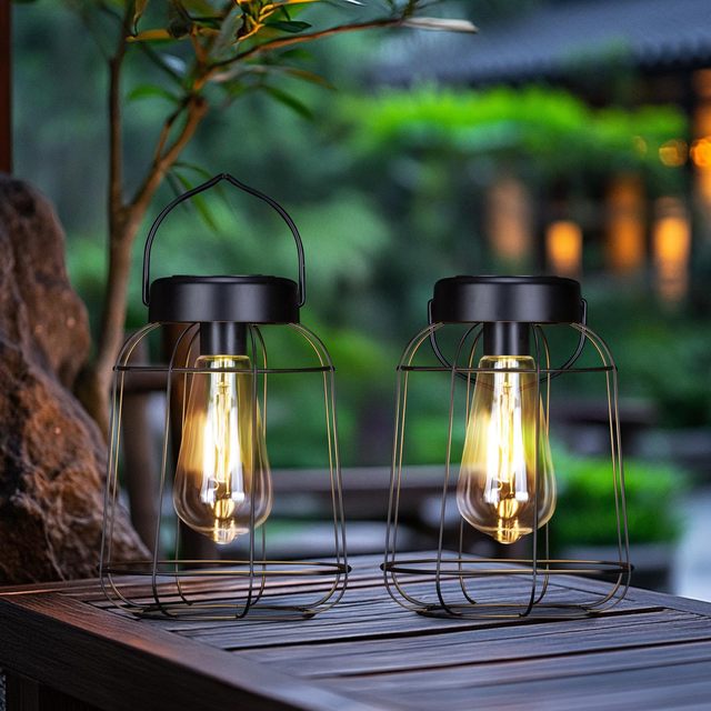 Solar Lanterns Outdoor with LED Bulbs Hanging Lights for Outside Waterproof Solar Powered Lanterns for Table Patio Porch Garden