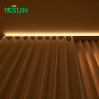 IKSUN Nouveau Design Aluminium Lourd Lumière Ambiante Rideau Rail Rail Hôtel Double Rideau Rail Avec Lumière LED