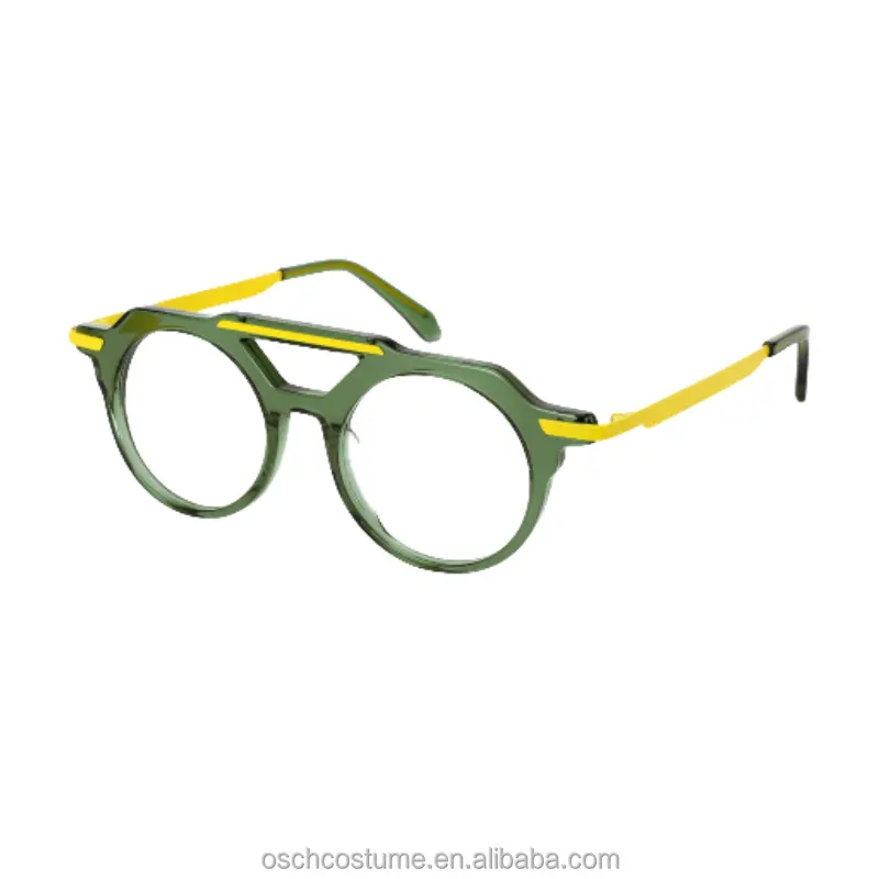 卸売高級アセテート眼鏡新モデル手作り眼鏡ラウンドファッションレトロ光学メガネ快適なダブルブリッジフレーム