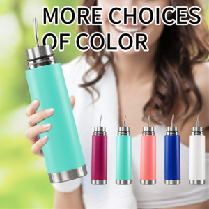 Cangkir termos 3 in 1 750ml cangkir Termo otomatis botol air baja tahan karat jenis peluru dengan Bombilla untuk minuman Mate - Product Image 5