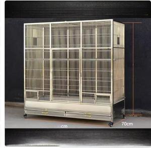 Grande volière d'extérieur de luxe avec artisanat de soudure complète, fils horizontaux en acier inoxydable, plateau en plastique pour le toit - Product Image 6