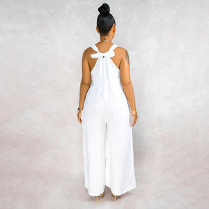 Combinaison décontractée pour femmes, sans manches, pantalons longs, combinaison en col v, <span class=keywords><strong>jupe</strong></span> fendue, combinaison d'été ample, combinaisons, - Product Image 2