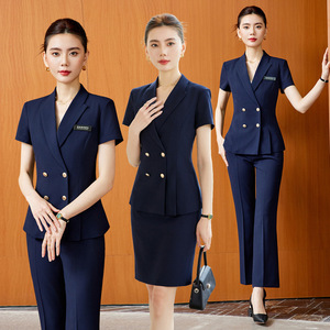 Professional Women's Suit Short Sleeve Navy Blue Hotel Uniform Formal Workwear for Receptionists and Managers Summer 2026 - Product Image 1