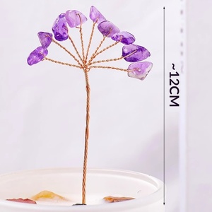 หินคริสตัลธรรมชาติ <span class=keywords><strong>ต้น</strong></span>ไม้แห่งโชคลาภ ผลิตภัณฑ์กึ่งสำเร็จรูป งานแฮนด์เมด ลวดทองแดงถักเป็นช่อ ไม่ได้รูปทรง สำหรับตกแต่ง ขายส่ง - Product Image 3
