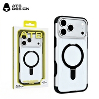 Étui transparent ATB Aesthetic Metallic Frame pour iPhone 18 Pro Max avec rotation à 360°, coque mate pour iPhone 16 17 Pro