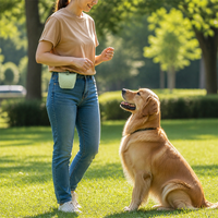 Sac à nourriture pour chien en silicone, étanche, sans BPA, portable, pour l'entraînement, sac de taille pour animaux de compagnie pour l'extérieur