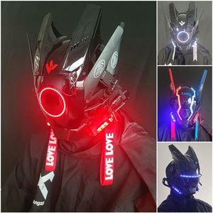 Masque Cyberpunk LED rechargeable, respirant, écologique, multi-couleurs, pour fêtes, thème super-héros, utilisation en extérieur, Halloween - Product Image 3