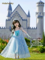 Robe de princesse Elsa Hidehanky avec cape, costume de personnage, en tulle à sequins, coupe trapèze, longueur cheville, pour filles, printemps/été, idéale pour les fêtes d'anniversaire