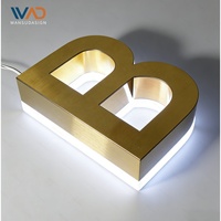 Panneau métallique personnalisé 3D Halo Lit de luxe rétroéclairé pour hall d'hôtel de luxe et réception de bureau