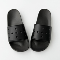 Sandales à glissière antidérapantes pour hommes avec strass, dessus en PVC amortissant pour usage extérieur, sandales à trous confortables