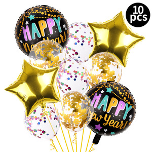 10 pièces Hapyy nouvel an fête ballons confettis feuille Latex ballon ensemble pour bonne année décor <span class=keywords><strong>2024</strong></span> - Product Image 4