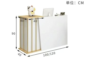 White Gold Luxury Front <b>Small</b> Reception <b>Desk</b> Wooden High-End Design Beauty Salon Reception <b>Desk</b> Checkout Counters - Product Image 5