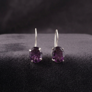 Boucles d'oreilles élégantes et tendance en améthyste violette, en argent sterling 925, pour femmes et filles, à porter lors d'événements spéciaux - Product Image 1