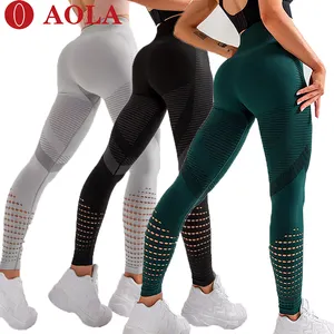 Aola女士运动瑜伽裤紧身网眼紧身裤健身瑜伽服装为成人定制商标印刷6种颜色