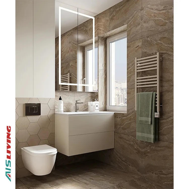 Modern banyo vanity dolapları duvara monte diğer banyo su geçirmez mobilya özel LED ayna banyo aynası