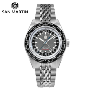 San Martin SN0116 World Timer Watch Japan NH34 GMT 39.5mm Original