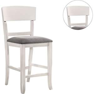 DB Contemporary Solid <b>Wood</b> Gray Padded Fabric Seat Counter Height <b>Dining</b> <b>Room</b> <b>Chairs</b> Set of 2 for Living <b>Rooms</b> - Product Image 4