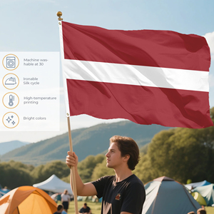 Impresión Digital Profesional Promocional, Bandera Personalizada de 90x150cm, Bandera Nacional de Letonia, Latviana, Rojo Carmín, Poliéster 100D - Product Image 5