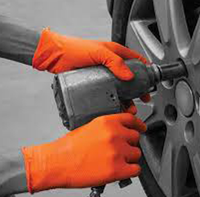 Sarung Tangan Mekanik Diamond Grip Nitril Oranye Tekstur Diamond 8 Mil 9 Inci, Tebal, Tugas Berat, Industri