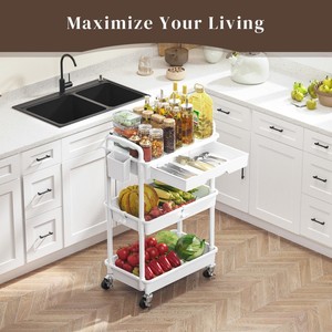 3단 롤링 유틸리티 카트 서랍형 유틸리티 수납 정리함 잠금식 바퀴 부엌용 수납 카트 - Product Image 6