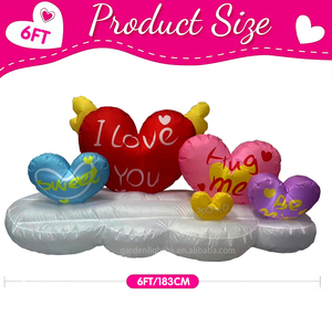 6FT Cloud Love <b>Heart</b> Inflatables with 'I LOVE YOU/<b>SWEET</b>/HUG ME' Prints & Wings Romantic LED Decor for Wedding Proposal Party - Product Image 2