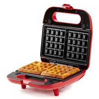 Gaufrier électrique 5-en-1 à 2 tranches avec plaques amovibles, pour la préparation de gaufres de formes personnalisées, mini-beignets, sandwichs et fromages grillés