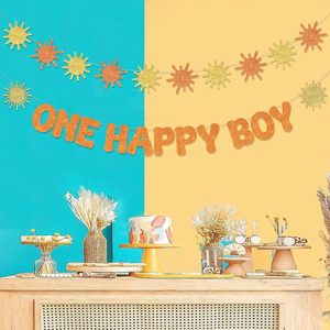 Decoraciones para el Primer Cumpleaños de un Niño <span class=keywords><strong>Feliz</strong></span>, Letreros de <span class=keywords><strong>Feliz</strong></span> Cumpleaños de 1 Año Estilo Boho, Decoraciones Retro Hippie para la Fiesta del Primer Cumpleaños - Product Image 2