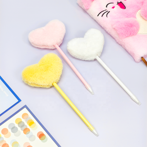Stylo en forme de cœur neutre, imitation lapin rex, cadeau, fabrication en gros de boules de fourrure moelleuses et mignonnes, créatives, en peluche - Product Image 5