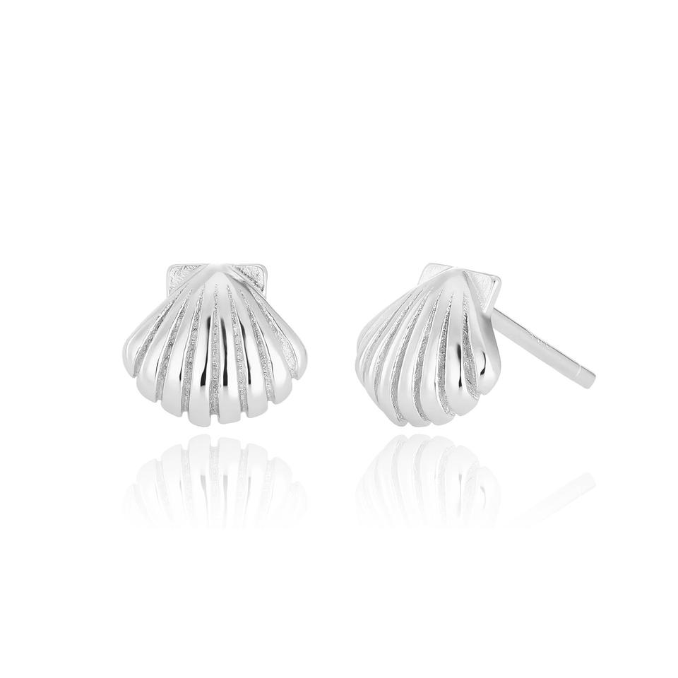 18K Gold Plated S925 Silver Shell Stud Earrings Sterling Silver Shell ...