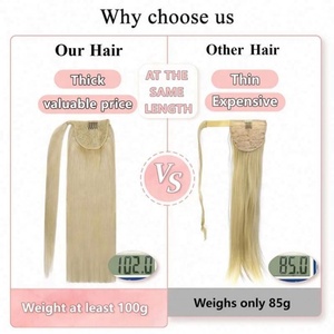 Longue queue de cheval brésilienne blonde vierge Remy à clipser pour femmes noires - Product Image 2