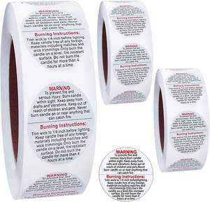 500枚のキャンドル警告ラベル、2.5cm/0.98インチのキャンドルジャー缶ワックスメルトステッカー安全ステッカーDIYキャンドル作成用アクセサリー - Product Image 1