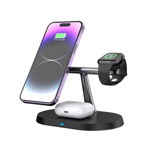 Cargador Inalámbrico Magnético N1 de 15W, Estación de <span class=keywords><strong>Carga</strong></span> 3 en 1 para Teléfonos 15, 14, 13 <span class=keywords><strong>Pro</strong></span> Max, para iWatch y para <span class=keywords><strong>AirPods</strong></span> - Product Image 1