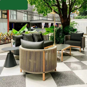 Fauteuil simple <span class=keywords><strong>en</strong></span> rotin et bois massif pour extérieur, idéal pour <span class=keywords><strong>jardin</strong></span>, balcon, véranda et mobilier <span class=keywords><strong>de</strong></span> villa - Product Image 5
