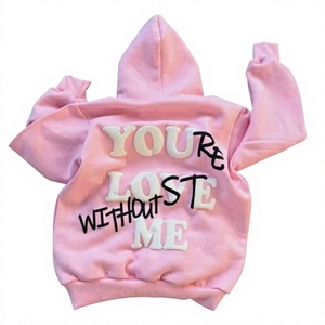 เสื้อฮู้ดดี้ STITCH LAB รุ่น Unisex สีดำ ลาย 3 มิติ สำหรับข้อความ "Youre Love Me Back" ทรงโอเวอร์ไซส์ ผลิตจากโพลีเอสเตอร์/คอตตอน ระบายอากาศได้ดี - Product Image 4