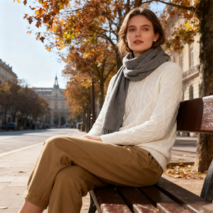 Vêtements en gros pour femmes, vente chaude, costume décontracté, col rond, <span class=keywords><strong>pull</strong></span> en <span class=keywords><strong>laine</strong></span> pour femmes - Product Image 2