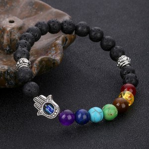 Health 7 Chakras <strong>Healing</strong> Lava Stone <strong>Bracelet</strong> Elastic Yoga Mala Beads Meditation Diffuser <strong>Bracelet</strong> Men Women ST049 - Product Image 4