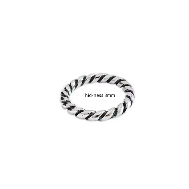 New Twisted 925 Sterling Silver Fine Jewelry Braided Infinity Stacking Vintage Thai Silver Casual fashion Rings for Ladies