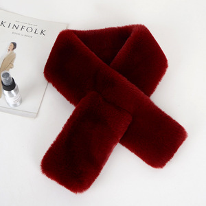 Winter Women's Versatile Fashion Cross <b>Fur</b> Collar Warm Plush <b>Scarf</b> with Rex Rabbit <b>Faux</b> <b>Fur</b> for Girl - Product Image 6