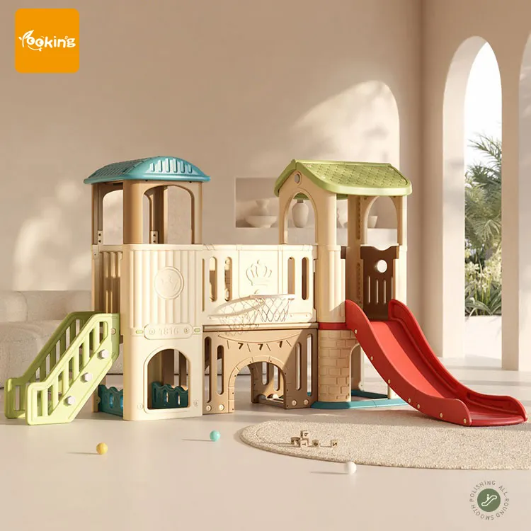 Casa de juegos para niños, parque infantil de plástico con doble Tobogán, 2022