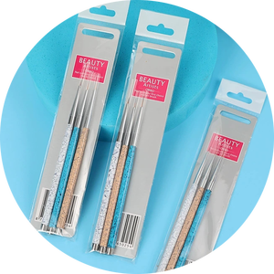 Lot de 3 pinceaux liner pour nail art, poignée métallique à motif floral, virole sertie, nylon, pour peinture fine, décoration d'ongles en gel, stylo de manucure professionnel - Product Image 6