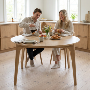 Meubles de cuisine en bois ovales extensibles de style <span class=keywords><strong>scandinave</strong></span>, finition naturelle, pour une salle à manger d'intérieur luxueuse - Product Image 1