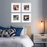 Lot de 100 cadres adhésifs réutilisables 20x20cm pour affichage mural multi-photos avec plexiglas et passe-partout