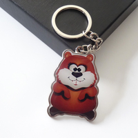 Porte-clés léger en alliage de zinc avec dôme imprimé en résine époxy, motif marmotte adorable et personnalisable, design écureuil avec logo sur mesure