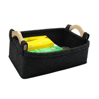 Panier de rangement pliable en feutre écologique avec poignée en bois, design carré multifonctionnel pour le rangement de jouets et de vêtements à la maison - LINFEI FELT